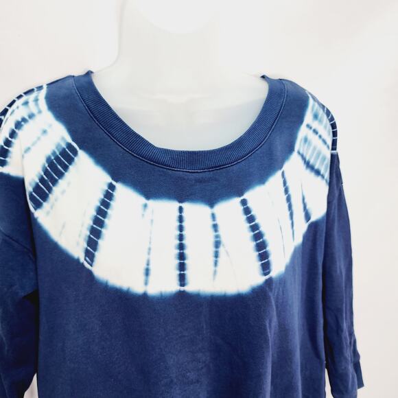 Pure Jill Organically Grown Cotton  BOHO Soft Knit Blue Tie Die Sweatshirt Dress - Picture 3 of 11